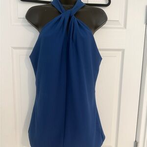 White House Black Market Royal Blue Halter Blouse